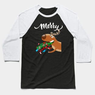 Puking Deer Ugly Christmas Baseball T-Shirt